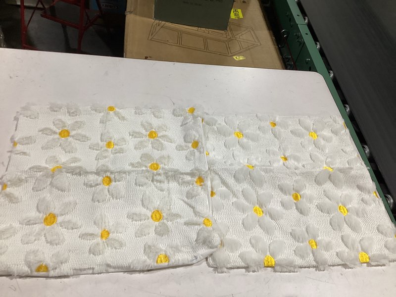 Condition photo showing As Is for embroidery throw pillow cover 12x20 beige floral design home decor loop embroidered pillow case thick cotton canvas square cushion cover for couch 30x50cm, 4 petal flowers 1 piece