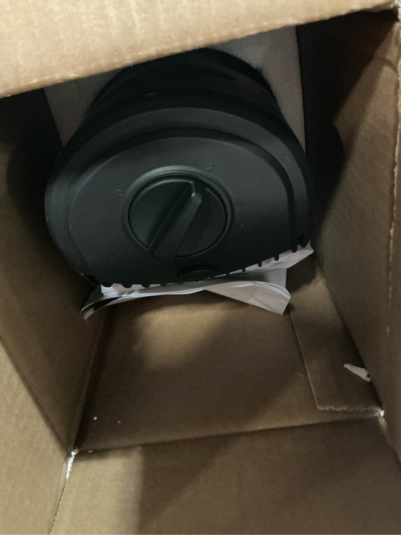 Condition photo showing As Is for amazon basics 28" 60-degree oscillating tower fan with powerful airflow for bedroom, living room, office, 3 speeds, mechanical control, air circulator, 35w, 27.8"h x 9.4"d x 9.4"w, black 28" - mechanical control
