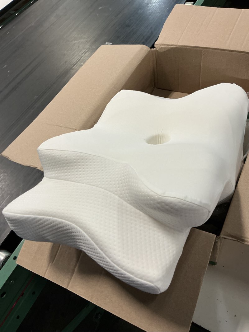 Condition photo showing Good Condition for ultra pain relief cooling pillow for neck support, adjustable cervical pillow cozy sleeping, odorless ergonomic contour memory foam pillows, orthopedic bed pillow for side back stomach sleeper white queen