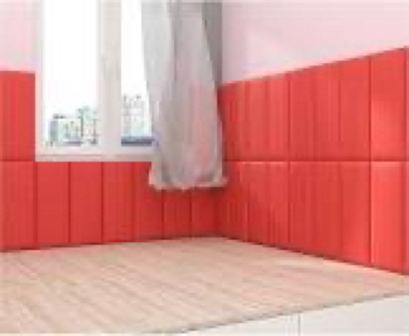 3d anti-collision wall padding, peel & stick upholstered panels, queen headboard, playroom decorative protection, pack of 2 panels - 23.6' x 11.8' (red)