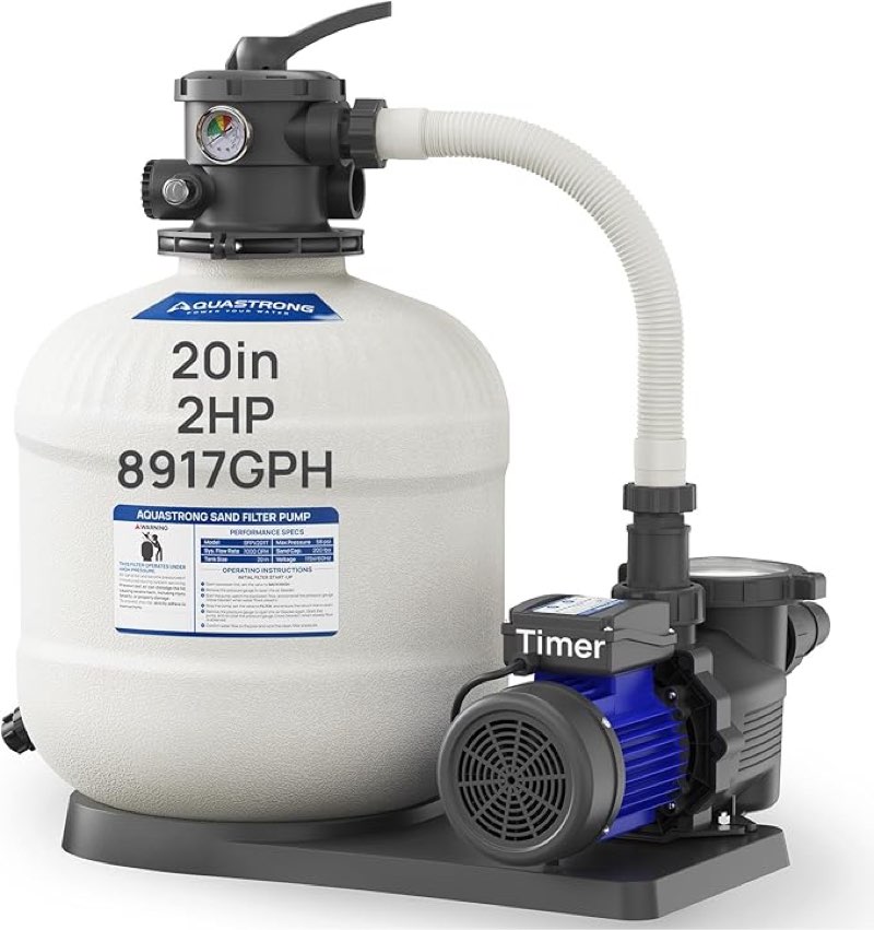 aquastrong sand filter pump for above ground pool with timer, pool pumps above ground, pool filter w