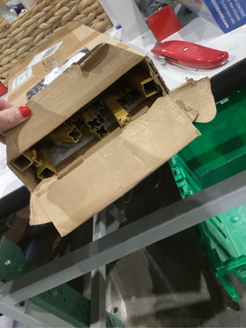 Condition photo showing As Is for Putros Metal Arch Stand 6FT Gold Wedding Balloon Arched Backdrop Stand Square Arch Frame for Birthday Party Bridal Baby Shower Ceremony Decoration 6x2.6FT(HxW) Gold