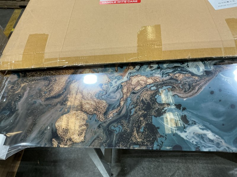 Condition photo showing Good Condition for daifuronge spice,tempered glass backsplash for kitchen,easy to clean, one piece glass behind stove splashback panel, home kitchen wall decor (blue, 30"x18"(76.2x45.72cm)) blue 30"l x 18"w