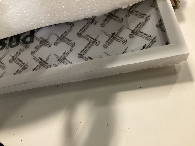 Condition photo showing Good Condition for 20x24 Frame, 20x24 Picture Frame Matted to 16x20, Solid Wood Poster Frame-Horizontal and Vertical Wall Hanging for Home, Exhibition, Caffe(White) 20x24 White