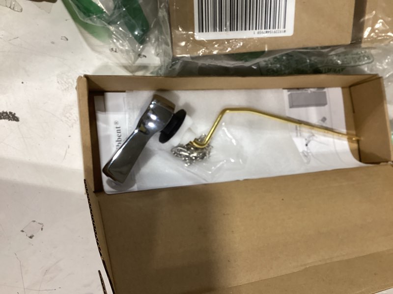 Condition photo showing Good Condition for hibbent universal metal side mount toilet handle replacement kit, brass toilet flush tank lever with stainless steel flapper chains for most toilets, chrome finish side mount chrome