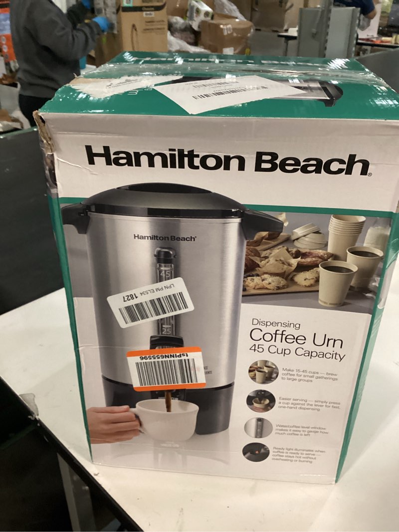 Condition photo showing As Is for Hamilton Beach 45 Cup Coffee Urn and Hot Beverage Dispenser, Silver (40519)