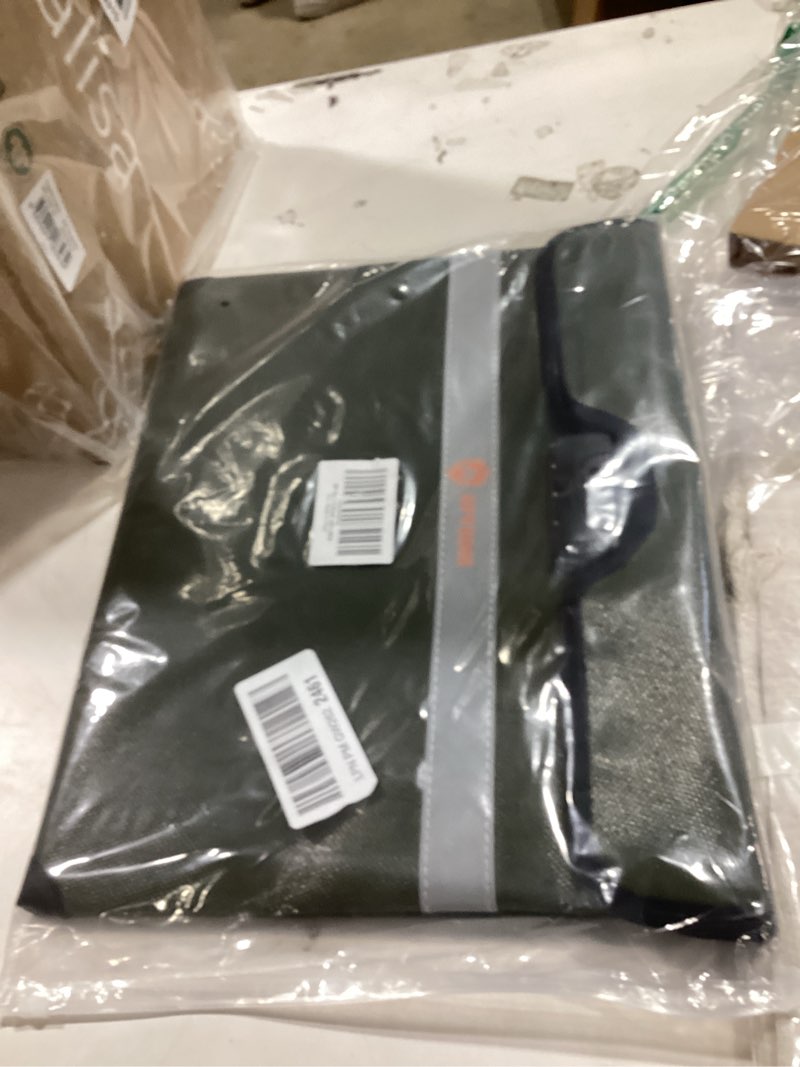 Condition photo showing New/Like New for upgraded 6500°f fireproof document bag with lock, fireproof money bag for cash w. zipper/reflective strip, 10layers of heat insulated materials, water resistant fireproof bag for documents, fire bag green large