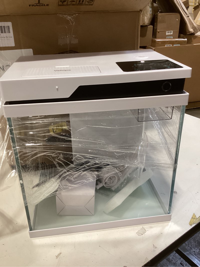 Condition photo showing New/Like New for vehipa fish tank, smart fish aquarium kit 4.2 gallon with auto feeder, 4-in-1 silent pump, adjustable lighting, temperature display & humidifier for desktop, office, room 4.2 gallon white