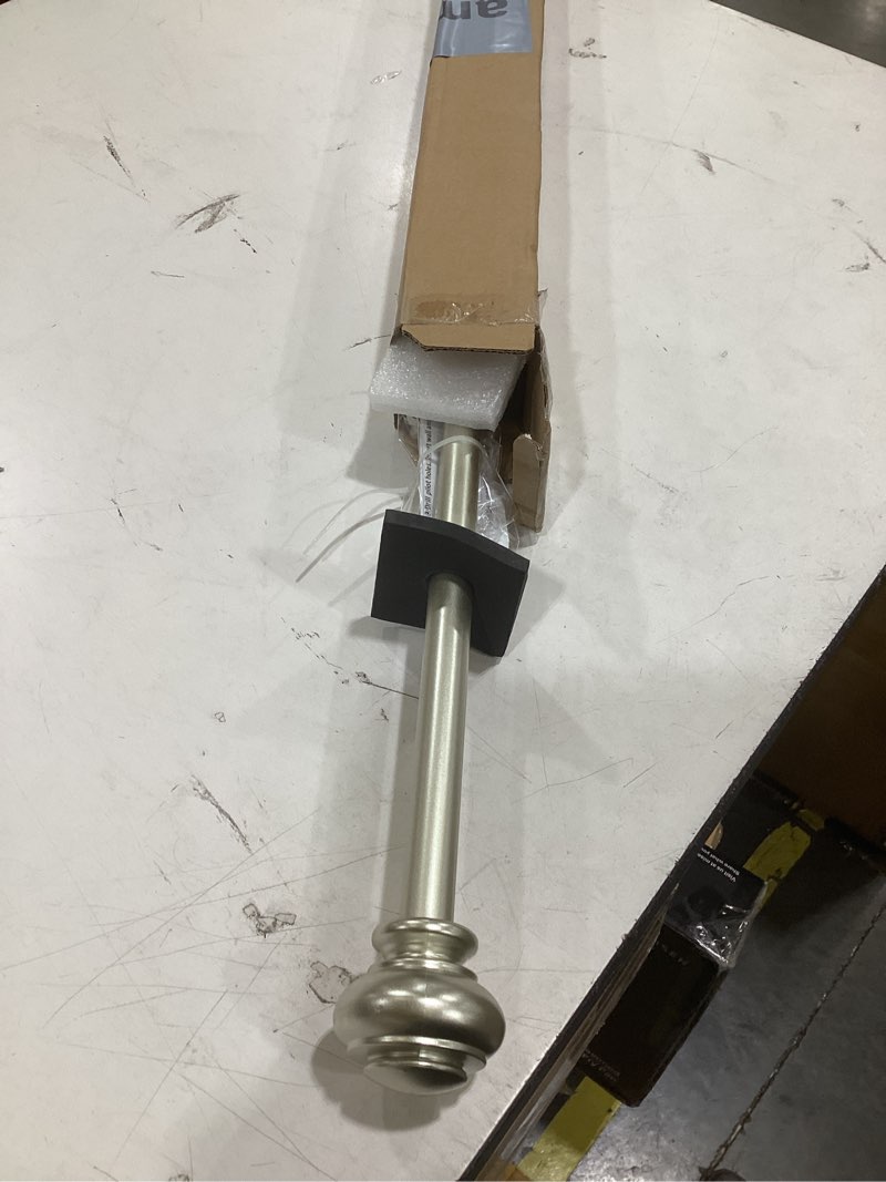 Condition photo showing As Is for h.versailtex window curtain rods for windows 28 to 48 inches adjustable decorative 3/4 inch diameter single window curtain rod set with classic finials, nickel nickel 28"-48"