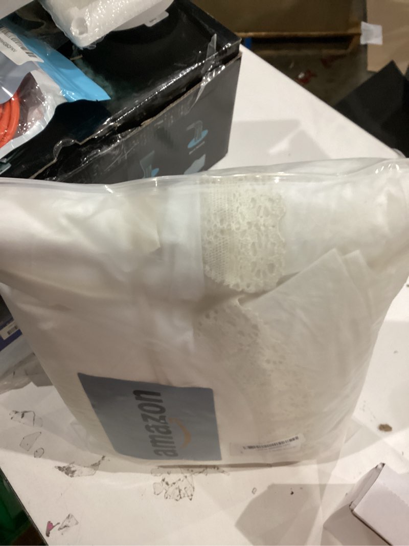Condition photo showing New/Like New for 100% cotton duvet cover set ruffle lace edge natural white non-dyestuff ivory washed all season comforter cover bedding sets, matching shams, (queen 90"x90")