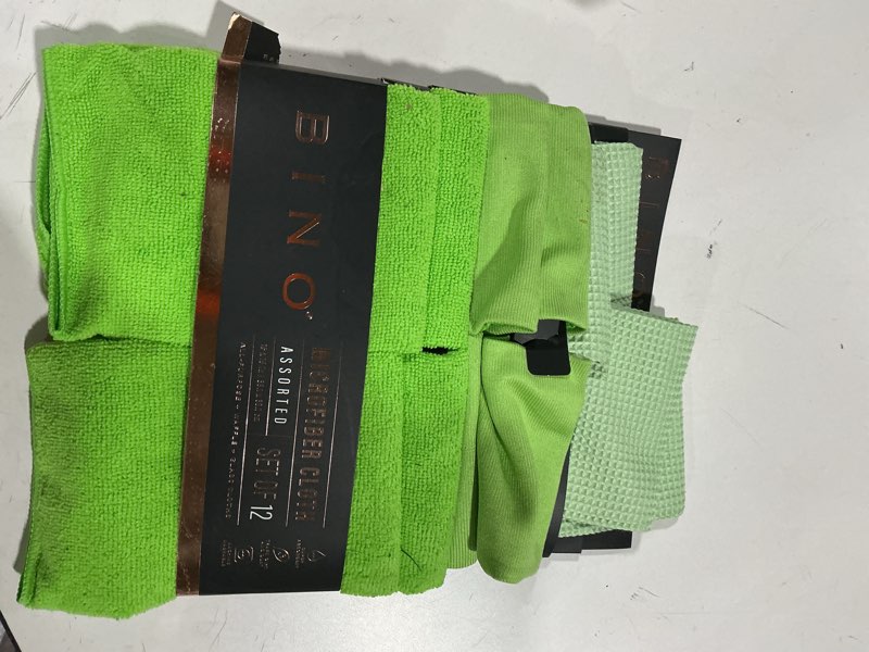 BINO Green Ombre 15x15 Inches Assorted Microfiber Cleaning Towel Set - Ultra Absorbent Cleaning Towe