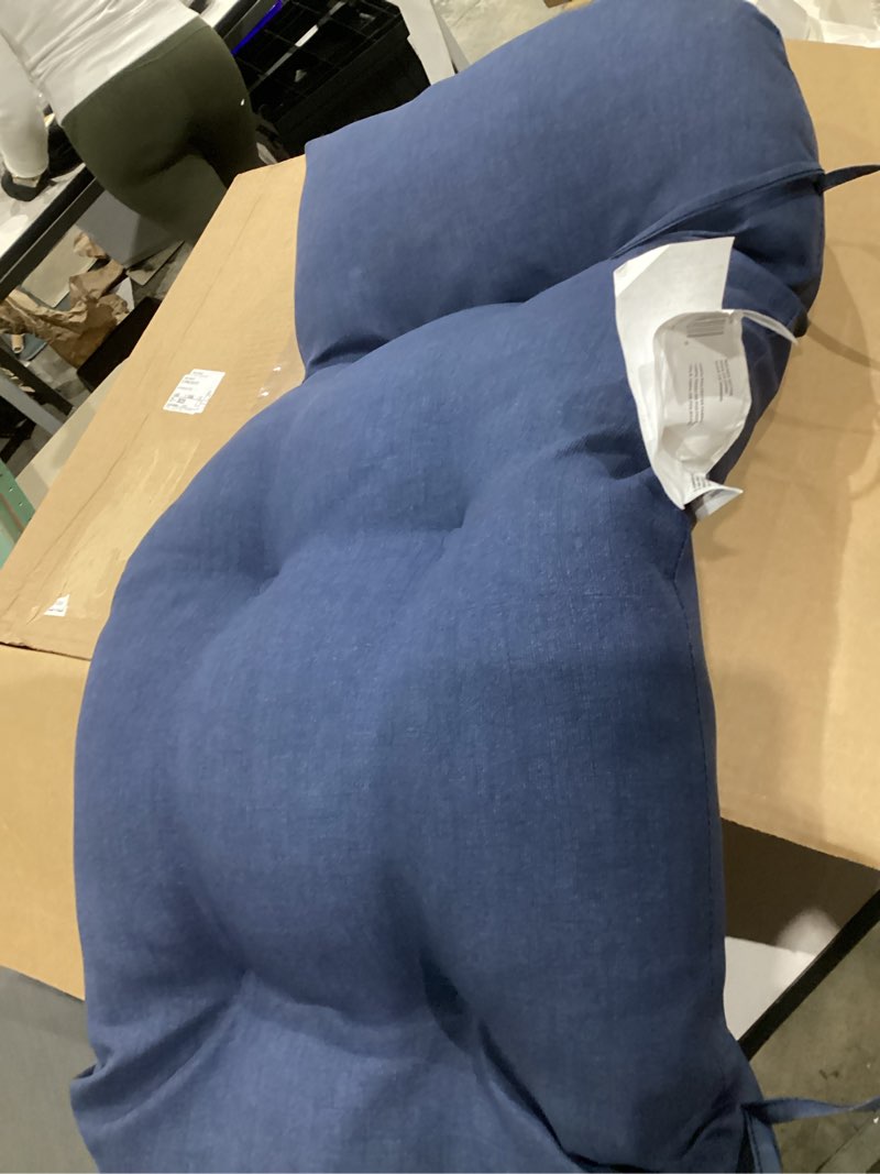 Condition photo showing Good Condition for arden selections outdoor wicker settee cushion, 41.5 x 18, rain-proof, fade resistant 41.5 x 18, sapphire blue leala