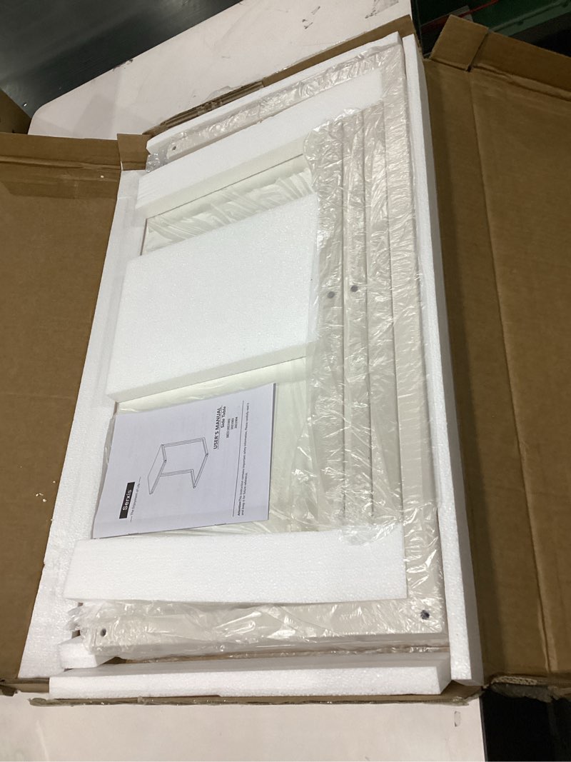 Condition photo showing New/Like New for Sofa C Side End Table Wood Accent Couch Coffee Tray Snack Notebook Laptop Holder Over Bed Stand Reading Desk White Color 22x14x27 Inch Space Saving for Living Room Bedroom