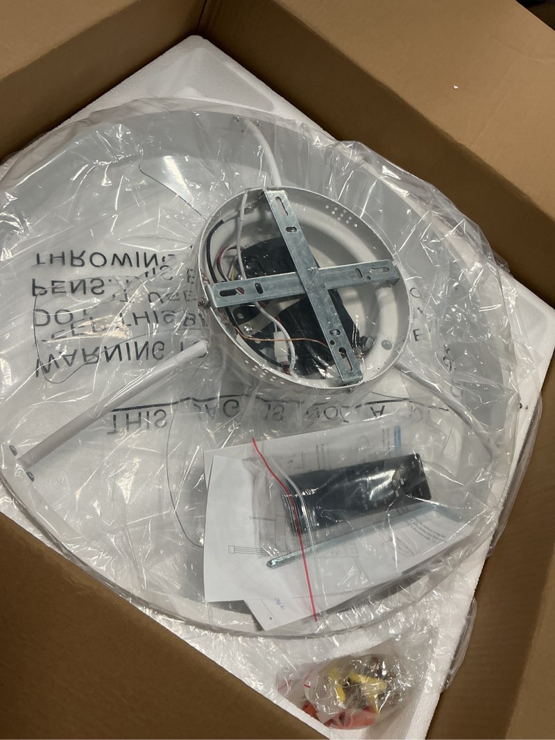 Condition photo showing New/Like New for volisun low profile ceiling fans with lights and remote, 19.7in fandelier ceiling fan flush mount, 3000k-6500k smart bladeless led fan light, white modern ceiling fans with lights for bedroom white 19.7 inch