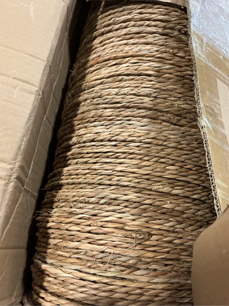 Condition photo showing Good Condition for 100 pcs cattail round woven placemats set, cattail placemats with pearl napkin rings boho farmhouse rustic woven chargers natural mat bulk for wedding party, dinner table (13 inch) 100 13 inch