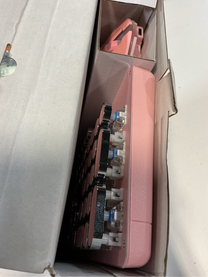 Condition photo showing Good Condition for tk950 wireless typewriter keyboard and mouse combo, 104 keys retro typewriter mechanical keyboard with white backlit, anti-ghosting, blue switch, bluetooth/2.4g/wired cute gaming keyboards-pink pink-wireless