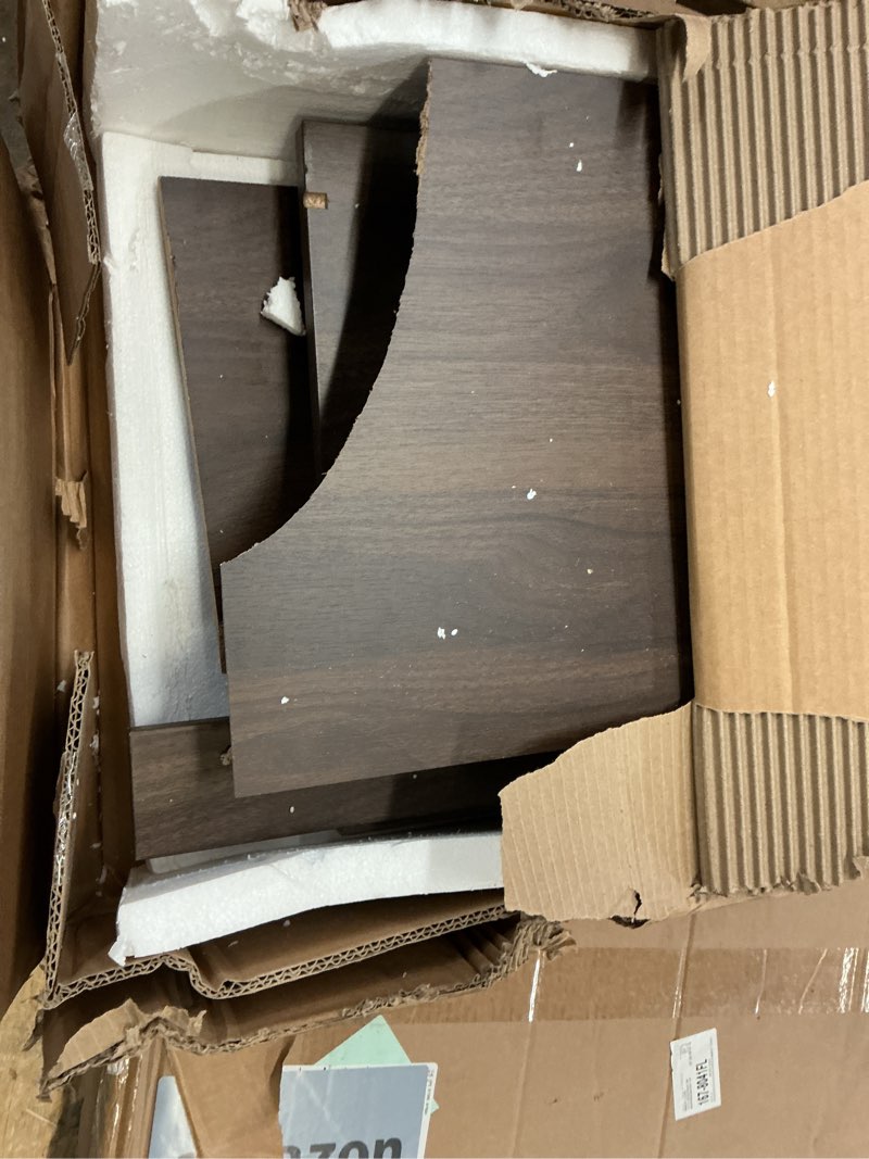 Condition photo showing As Is for IDEALHOUSE Industrial TV Stand for 65+ inch TVs, Modern Entertainment Center with 2 Drawers, Wooden Media Cabinet with Heavy Duty Leg & Open Storage, TV Console Table for Living Room, Bedroom, Walnut