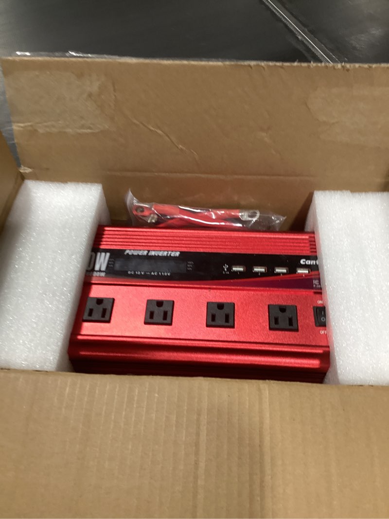 Condition photo showing New/Like New for 3000w power inverter 12v to 110v/120v dc to ac with lcd display, remote controller 4 x ac outlets and 4 x 3.1a usb car adapter for car truck boat rv solar system 3000w-12v