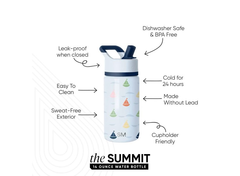 Simple Modern Kids Summit Water Bottle with Straw Lid | 14oz Stainless Steel Cup Insulated Tumbler T