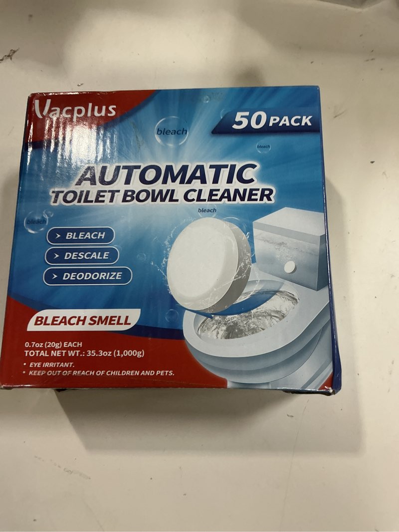 Condition photo showing New/Like New for Vacplus Toilet Bowl Cleaner Tablets 50 PACK, Automatic Toilet Bowl Cleaners with Bleach for Deodorizing and Descaling, Bathroom Cleaner Against Tough Stains 1 Count (Pack of 50)