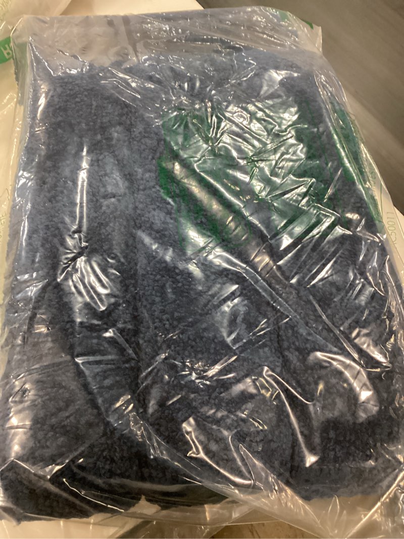 Condition photo showing New/Like New for granny says navy bathroom rugs, bath mats for bathroom non-slip, super soft and water absorbent, extra large bath rugs washable, microfiber bath rugs for floor, tub and shower, 59" x 20" deep blue 1'8" x 5' (20" x 60")