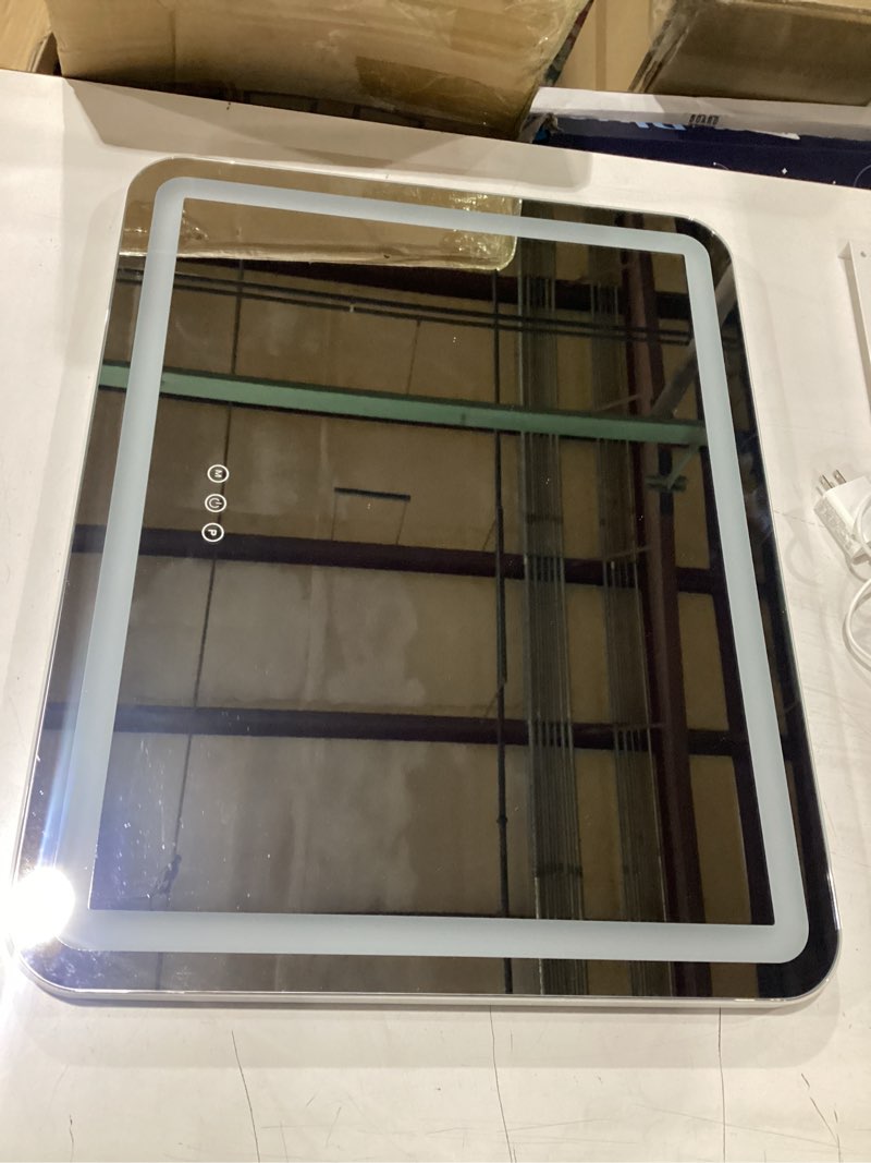 Condition photo showing Good Condition for *similar to stock* rolove 23x18 inch lighted vanity mirror, 3-color dimmable led & touch control - large makeup mirror for dressing room (wall/tabletop mount) white 22\"l x 18\"w