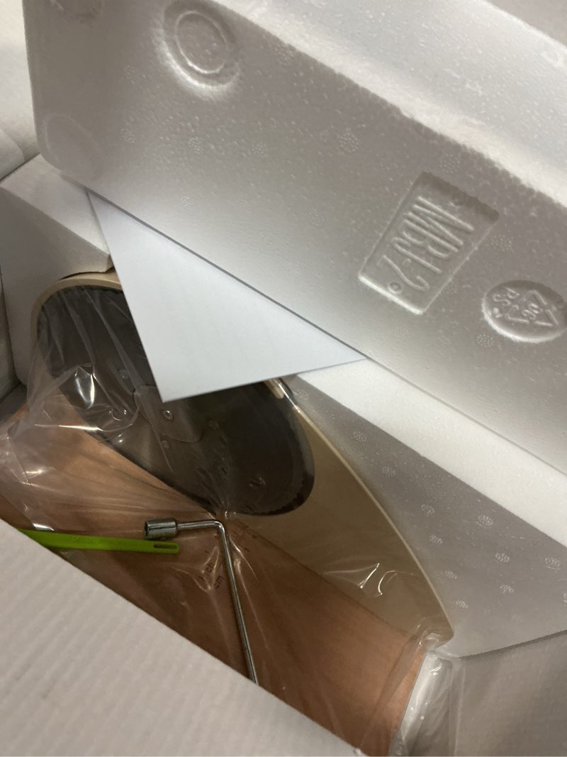 Condition photo showing Good Condition for brvclon manual bread slicer for homemade sourdough,adjustable thickness,hand crank bread slicer with stainless steel blade, aluminum alloy frame & solid wood base with natural wood veneer finish warm white