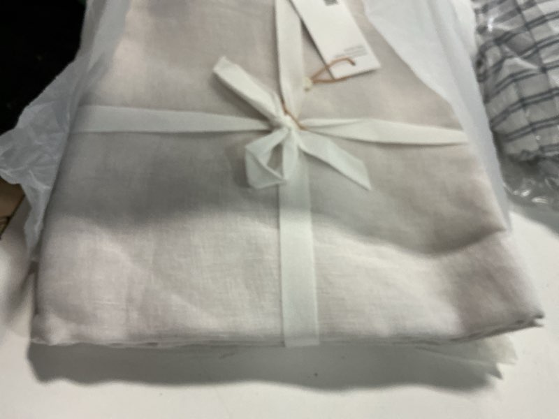 Condition photo showing Good Condition for european linen sheer curtain set, 48x108, cloud