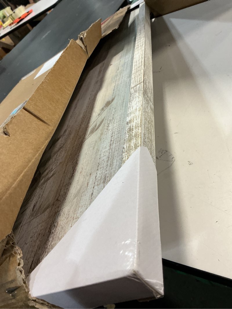 Condition photo showing Good Condition for Beach Seaside Framed Wooden Wall Art: Coastal Reed Perching Bird Painting Ocean Nautical Seabirds Picture Seascape Grass Sandpiper Artwork Decor for Living Room Bedroom Beach wall art 40"L x 20"W