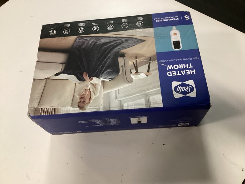 Sealy Electric Blanket Throw Size 50"*60",Super Cozy Flannel to Sherpa Reversible Heated Blanket Thr