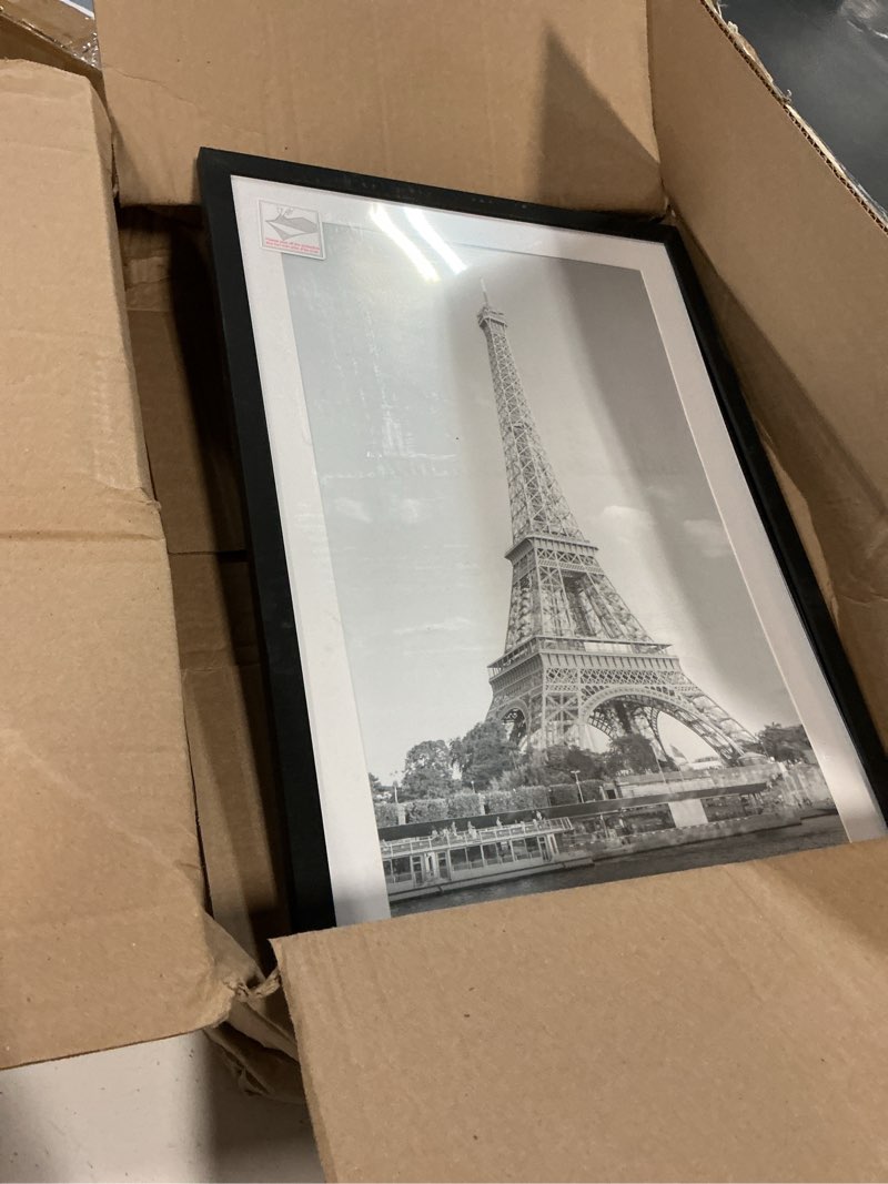 Condition photo showing As Is for upsimples 14x20 picture frame, display pictures 11x17 with mat or 14 x 20 without, wall hanging poster frames, black, 1 pack black 14x20