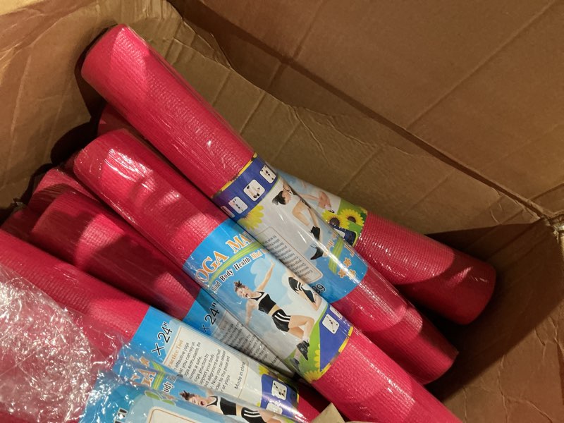 Condition photo showing Good Condition for 3 mm thick yoga mat bulk, non slip exercise workout fitness pad for women men, gym home yoga pilates, easy to clean, sturdy pvc rose red 16