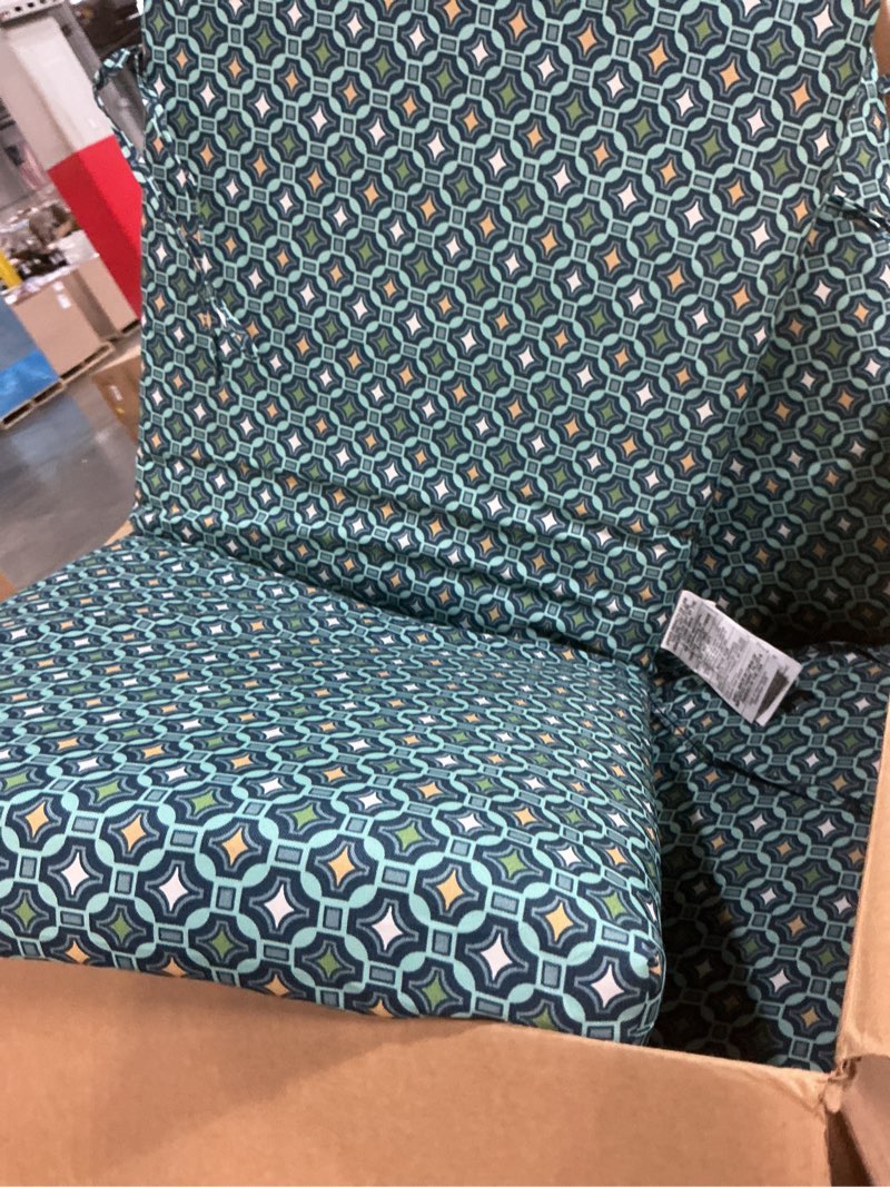 Condition photo showing Good Condition for arden outdoor patio dining chair cushion, 20x44, rain-proof seat pad, fade-resistant outdoor cushion alana tile 1 pack alana tile 2 pack