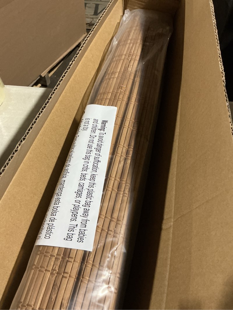 Condition photo showing Good Condition for lazblinds no tools no drill cordless bamboo roman shades, light filtering window treatment, roll up bamboo blinds for window 31'' w x 64'' h, ceylon light russet ceylon light russet 31'' w x 64'' h