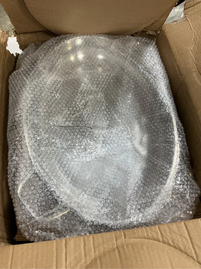 Condition photo showing New/Like New for propan roasting pan with rack and lid 12 quart,18/10 stainless steel multi-use oval dutch oven, induction compatible dishwasher/oven safe turkey roaster,17 inch