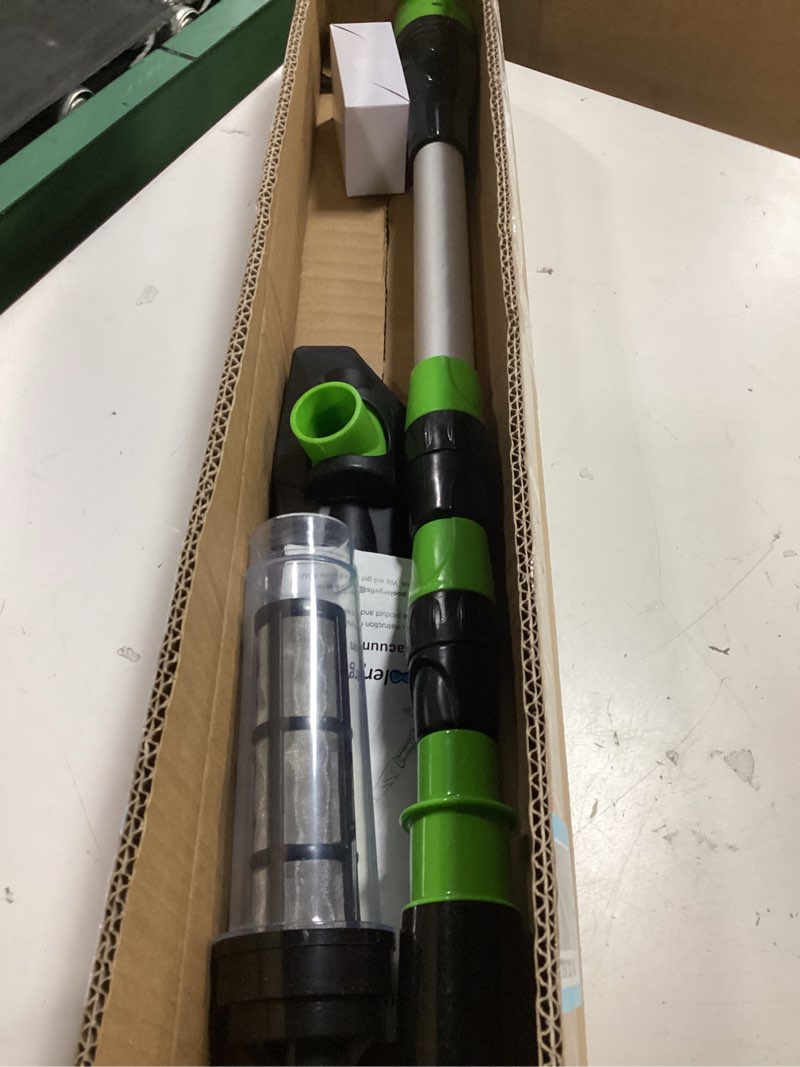 Condition photo showing Good Condition for cordless rechargeable pool vacuum, handheld pool cleaner with telescopic pole for hot tubs, spas, above ground and inground pools cleaning for sand and debris, green