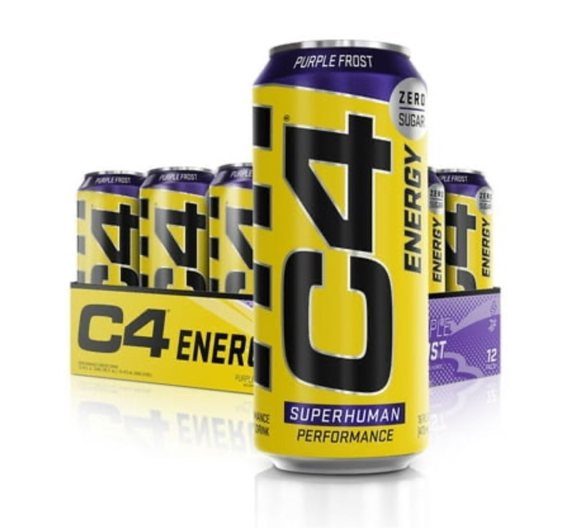 Pack Of 12 Cans C4 Energy Carbonated Grape Frost 16 Fl oz (( BEST / BY/05/2025))