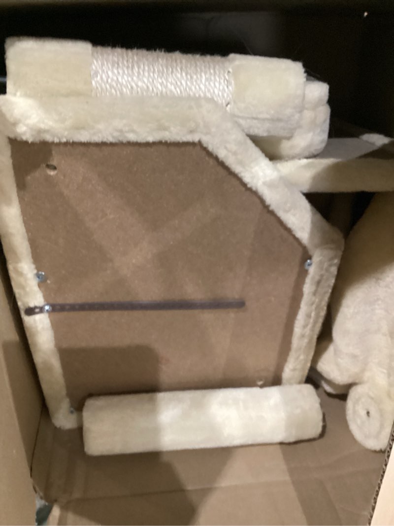 Condition photo showing As Is for sweetcrispy 44 inch cat tree tower, cat climbing tower with natural sisal scratching posts, hammock, pet condo for indoor cats and kittens play, beige beige 44 in