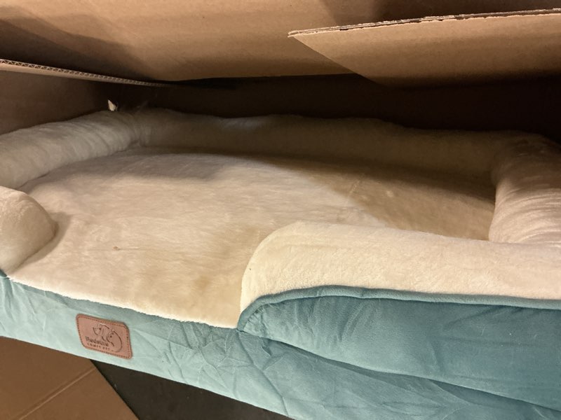 Condition photo showing Good Condition for bedsure orthopedic dog beds large sized dog - washable large dog cat bed waterproof, comfort dogs couch sofa with washable removable cover, pet bed with nonskid bottom, dune haze blue, 35" 35"l x 25"w x 6.5"th dune haze blue