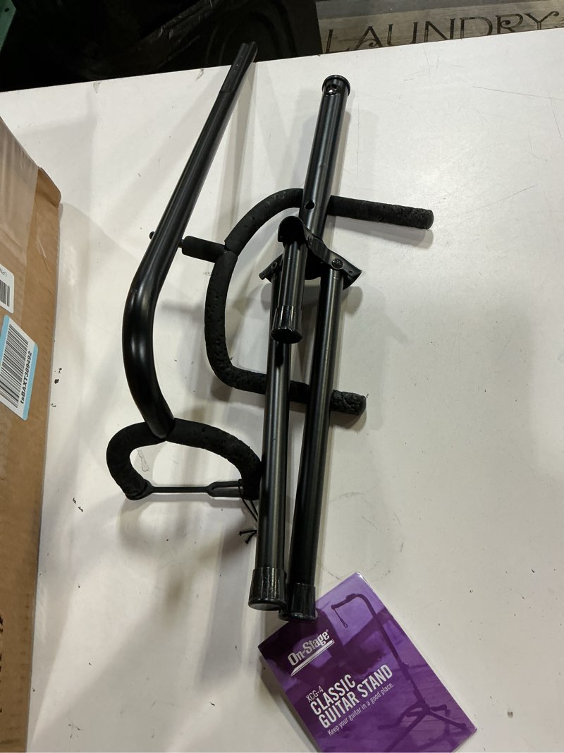 Condition photo showing As Is for onstage xcg4 black tripod guitar stand, single single stand
