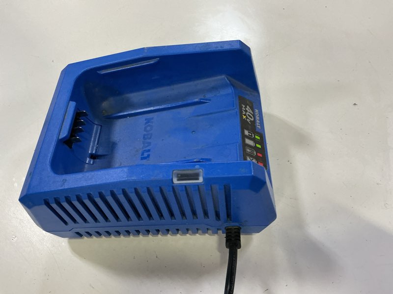 Condition photo showing As Is for kobalt 40 -volt, battery charger krc 840-03 