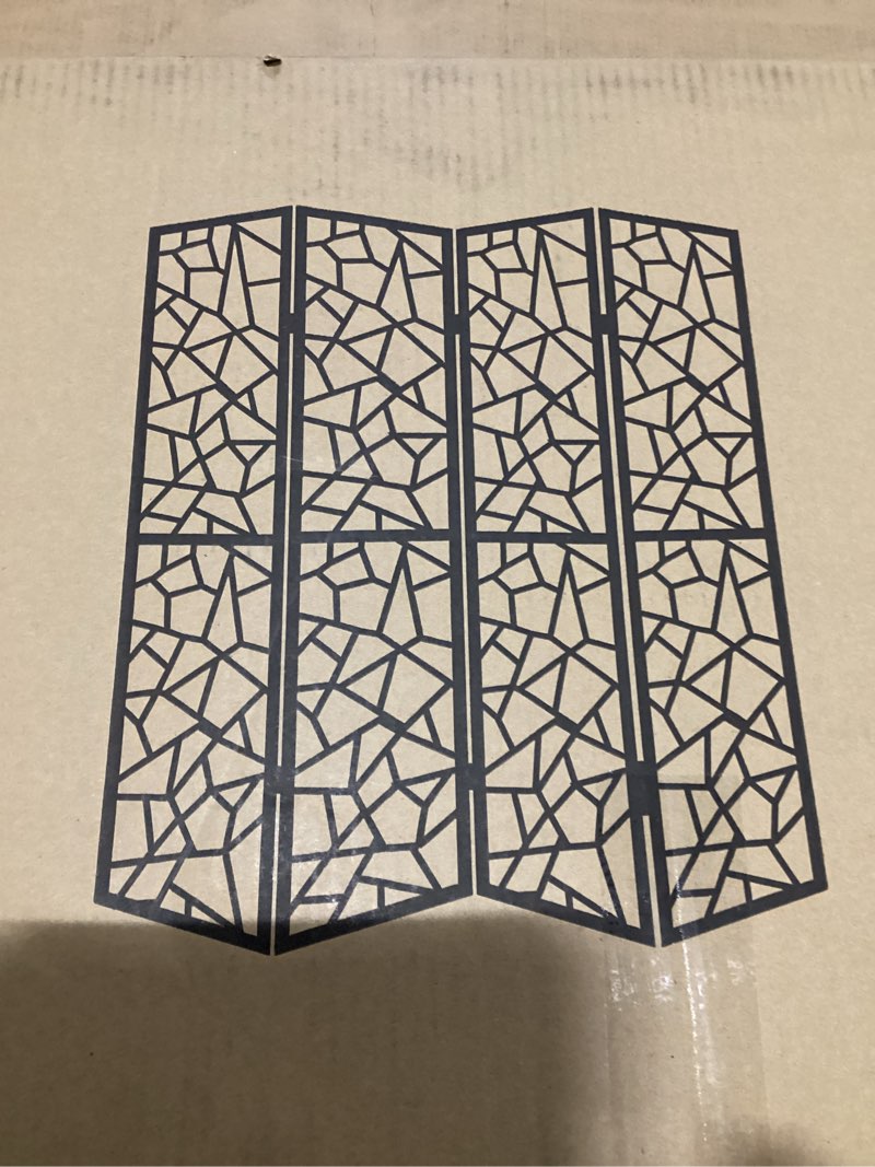 Roundhill Furniture Aurra 4-Panel Wood Room Divider, Folding Portable Partition Screen, Black