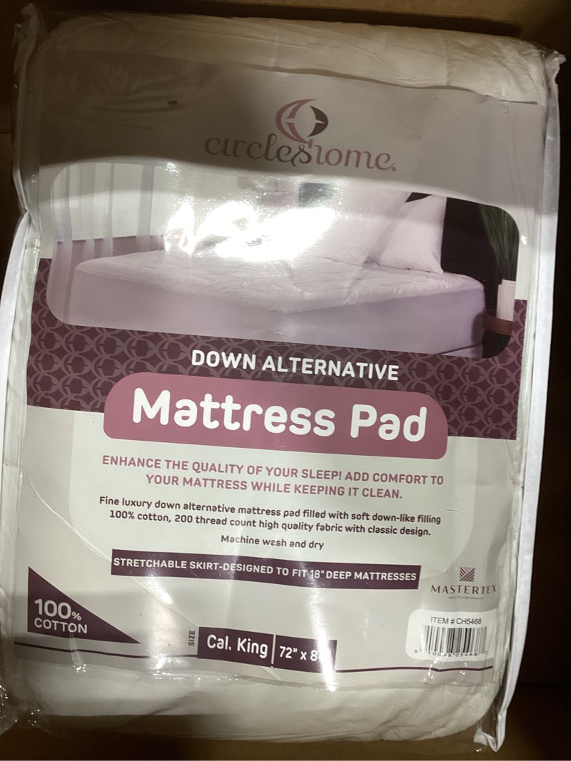 Condition photo showing Good Condition for CirclesHome California King Size Mattress Pad Pillow Top - 100% Cotton Top Ultra - Plush Down Alternative Mattress Protector - 200 Thread Count - Stretches from 16-18 inches for Snug Fit