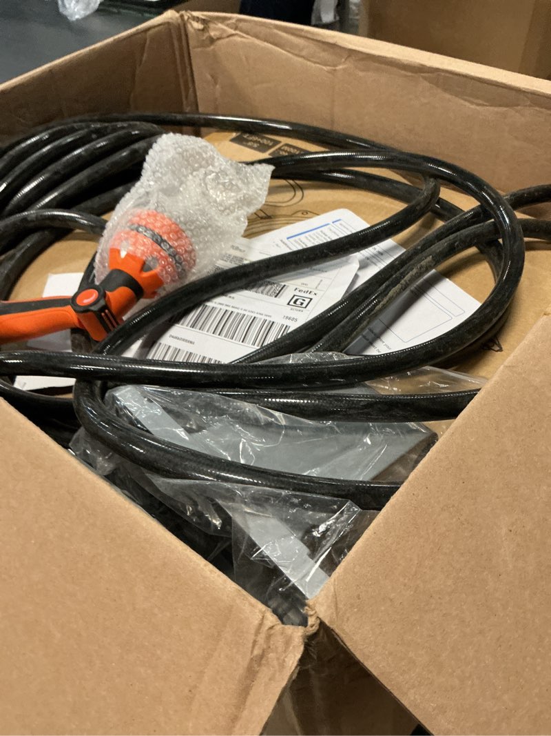 Condition photo showing Good Condition for retractable hose reel 5/8" x 100 ft, heavy-duty garden hose with aluminum bracket & brass seal, 10-pattern nozzle, auto rewind & any-length lock, 180 swivel, wall mount for yard lawn patio 5/8" 100ft