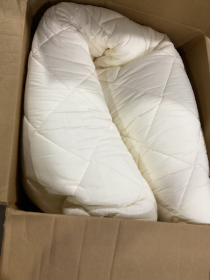Condition photo showing As Is for fuli japanese futon, queen size, white - foldable shikibuton floor bed - medium firm quilted cotton sleeping pad, portable roll-up japanese floor bed for guests & small spaces queen (79"l x 59"w) standard