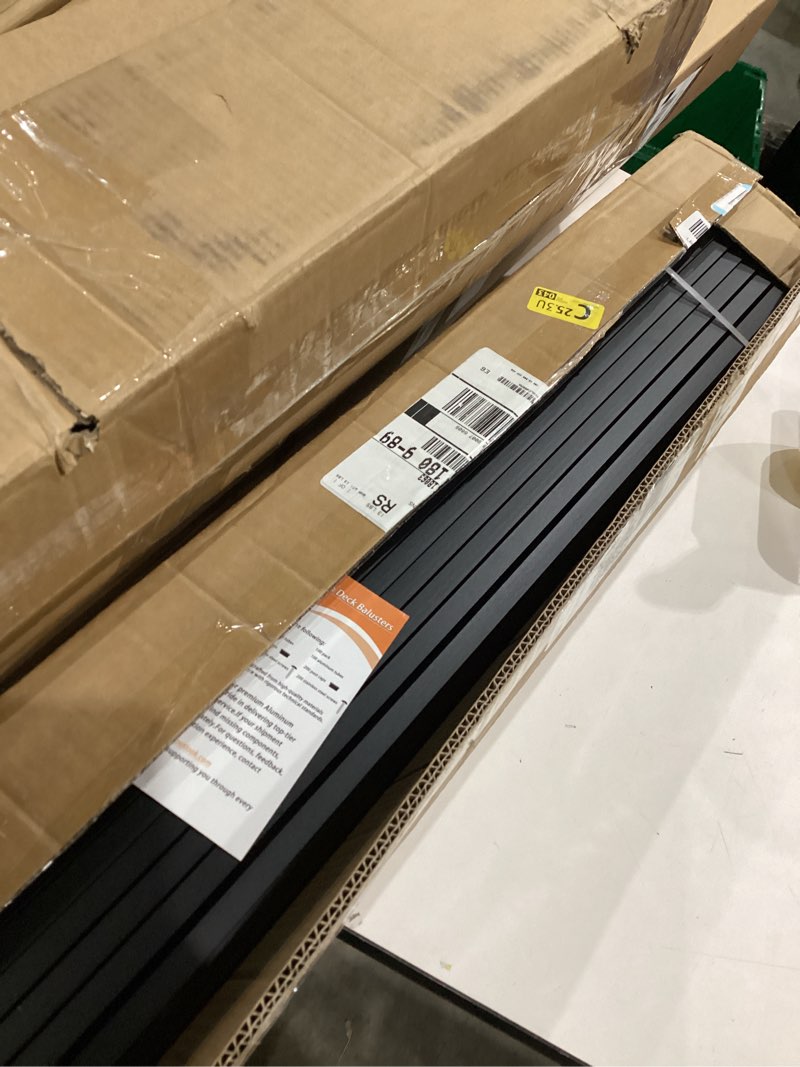 ZONEGRACE 50 Pack Black Aluminum 32.25 Inch Deck Railing Balusters (Rectangle) with End Caps & Stainless Screws, Outdoor Face Mount Metal Spindles for Porch Stair