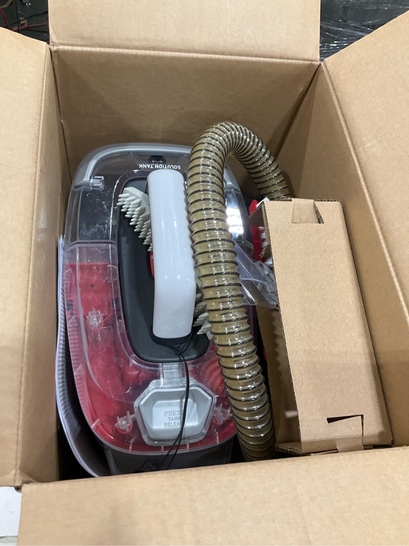 Condition photo showing As Is for Hoover CleanSlate Plus Portable Carpet + Upholstery Spot Cleaner Machine, Powerful Suction with Versatile Tools, Pet Stain Remover, Car and Auto Detailer, Pair with Hoover Carpet Cleaner Solution