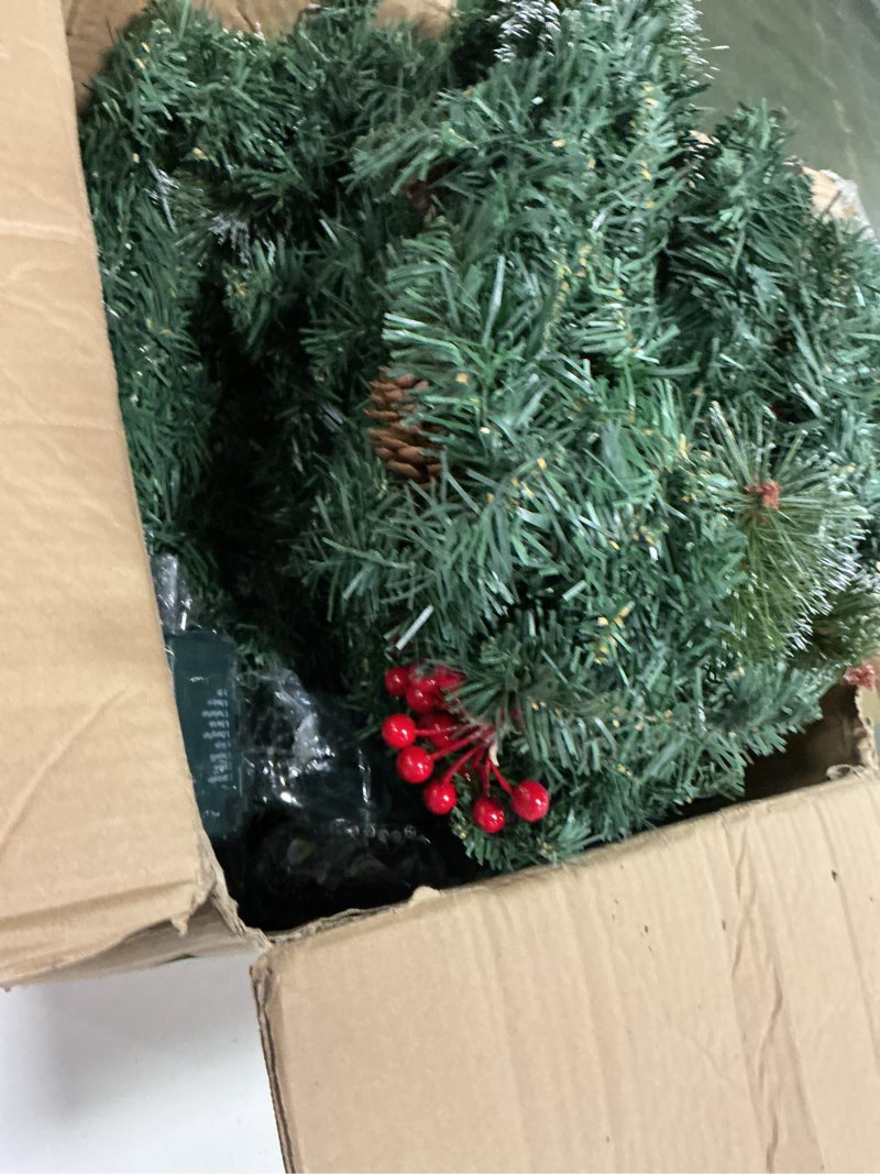 Condition photo showing Good Condition for Yunlly 4 Set 9 ft Prelit Christmas Garland with Timer Xmas Artificial Pine Garlands with 8 Mode String Lights for Indoor Fireplace Kitchen Holiday, Total 36 ft(Stylish Style with 100 Lights)