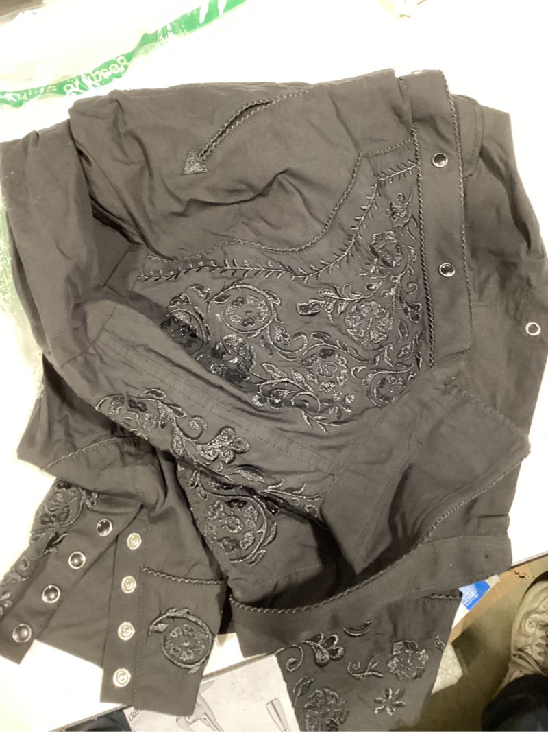 Condition photo showing Good Condition for salvaje oeste western embroidered cowboy shirts for men, casual button down long sleeve shirt with floral design xx-large black 2xl
