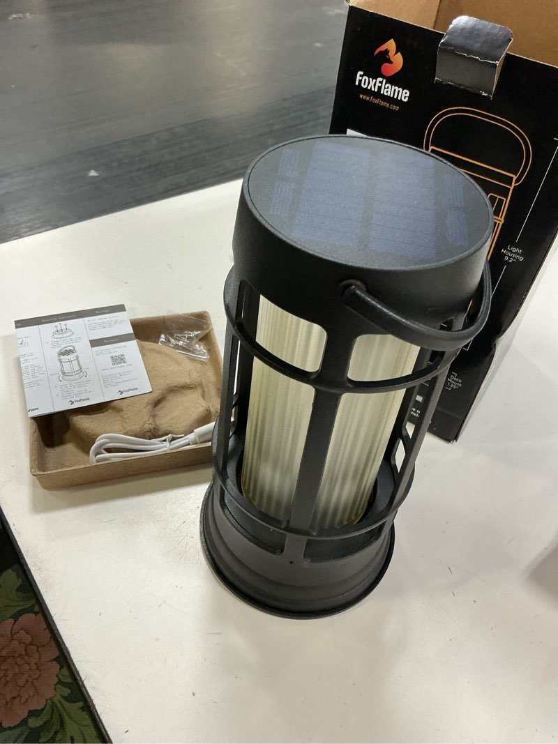 Condition photo showing Good Condition for foxflame professional metal solar flame lantern - patented led flickering - outdoor waterproof - hanging option